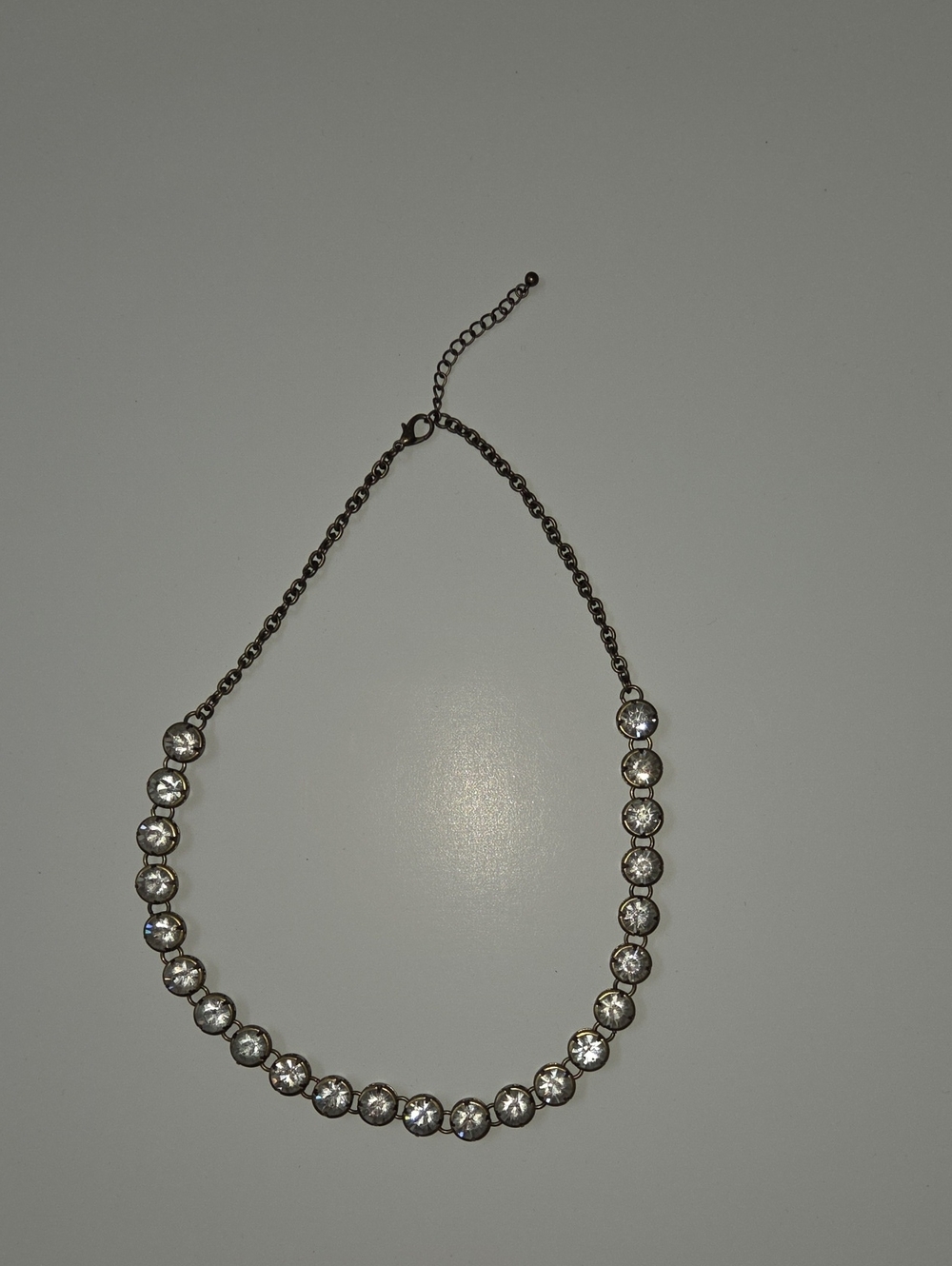 Clear Crystal Station Necklace in Gold-Tone